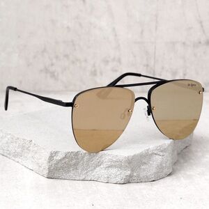 Le Specs The Prince Matte Black and Gold Mirrored Sunglasses
